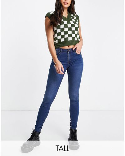Noisy May Jen - jeans modellanti a vita alta lavaggio indaco - Blu