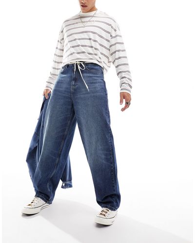 Collusion X014 - jeans antifit a vita medio alta lavaggio medio - Blu