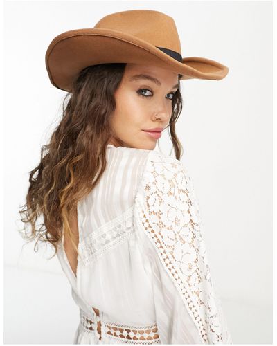 ASOS Cappello stile cowboy color cammello strutturato - Bianco