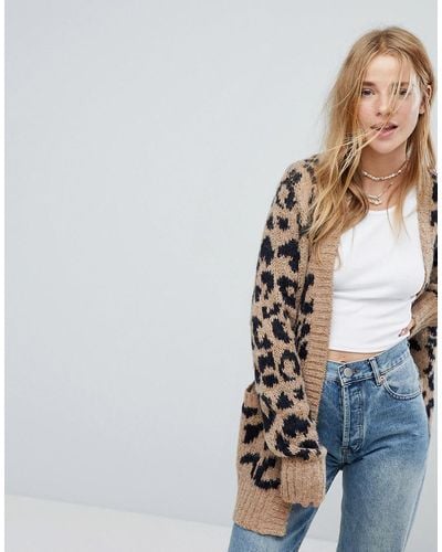 Hollister Leopard Print Knit Cardigan - Multicolour