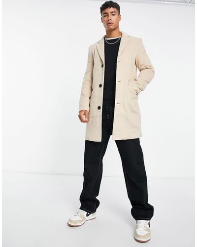 Another Influence Wool Mix Overcoat - Natural