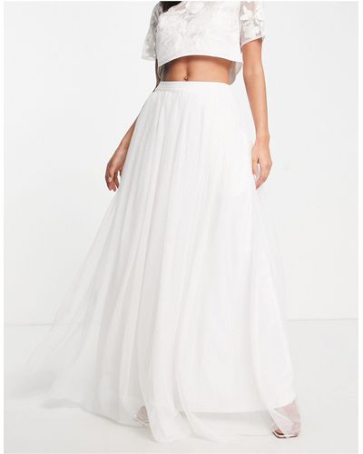 LACE & BEADS Bridal Full Maxi Skirt Co-ord - White
