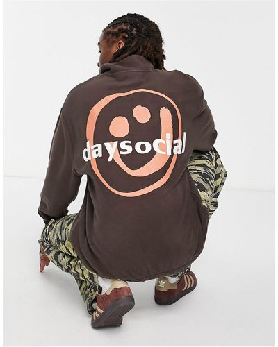 ASOS Asos Daysocial Oversized Quarter Zip Sweatshirt - Brown