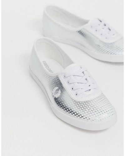 Fred Perry Aubery Printed Leather Trainer - White