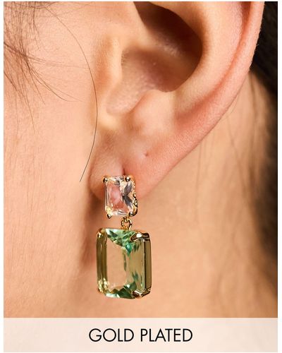 Orelia Boucles d'oreilles pendantes en plaqué or 18 carats avec cristal - Rose