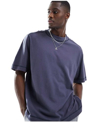 Abercrombie & Fitch Camiseta gris oscuro vintage blank - Azul