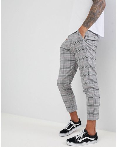 Bershka Check Trousers - Grey