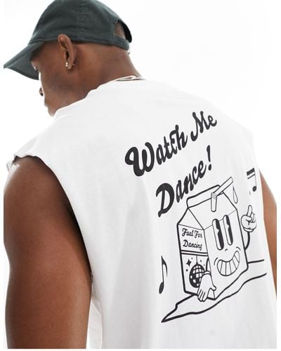 Another Influence – watch me dance – trägershirt mit print - Weiß