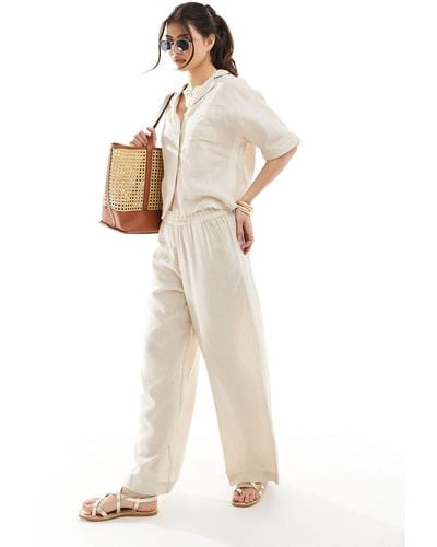 ONLY Linen Mix Wide Leg Trouser Co-ord - White