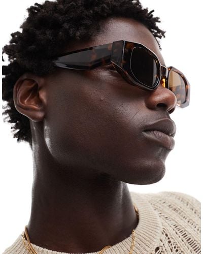 ASOS Rectangle Tortoiseshell Sunglasses - Black