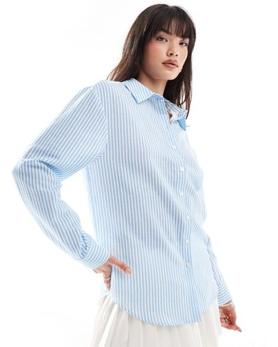 ASOS Relaxed Linen Look Shirt - Blue