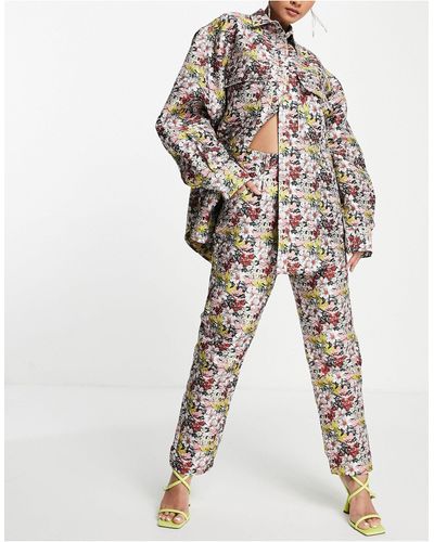 ASOS Jacquard Broek Met Bloemenprint - Meerkleurig