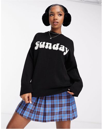 ASOS Maglione oversize con scritta "sunday" - Blu