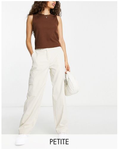 Pieces High Waisted Cargo Pants - White
