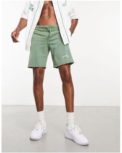 Good For Nothing Co-ord Acid Wash Jersey Shorts - Green