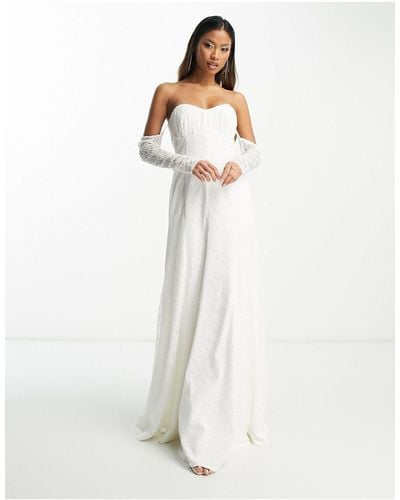 EVER NEW Bridal Exclusive Off Shoulder Lace Maxi Dress - White