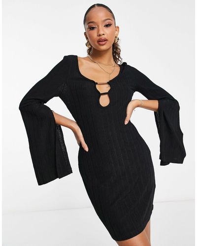 Urban Revivo Cut Out Wide Sleeve Mini Dress - Black
