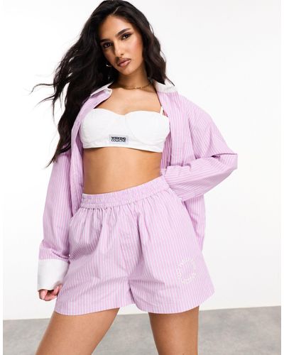 ASOS Asos Design Weekend Collective Co-ord Shorts With Woven Label - Purple