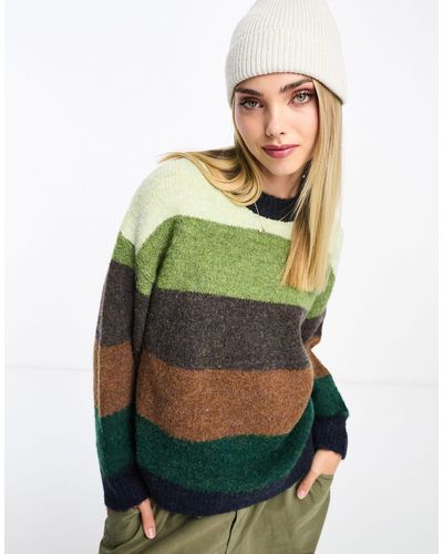 Urban Revivo Pull coupe dad oversize à rayures - multicolore - Vert