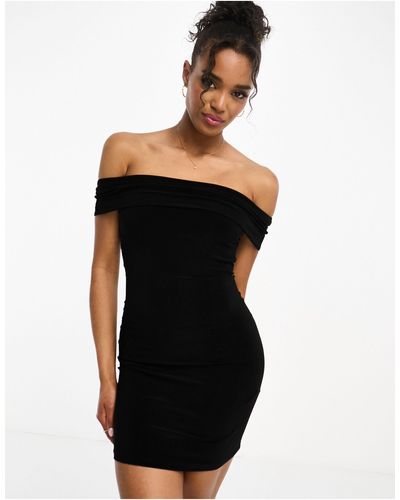 Pull&Bear Bardot Neckline Mini Dress - Black