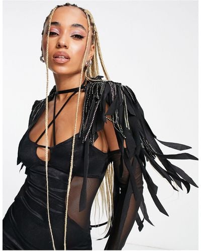 Ann Summers Fringed Guipure Cape - Black