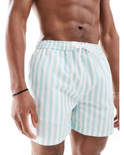 New Look Lewis Striped Swim Shorts - Blue