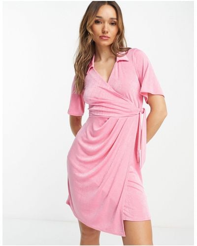 Closet Drape Shirt Mini Dress - Pink