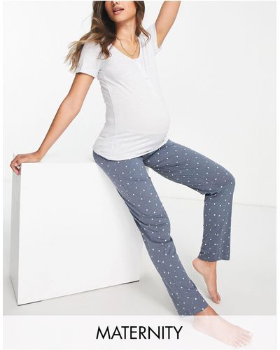 Mama.licious Mamalicious Maternity Star Print Pyjama Set With Nursing Function - Blue