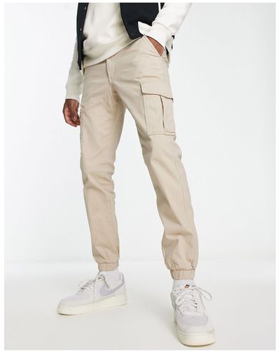 Jack & Jones Intelligence - pantaloni cargo beige con fondo elasticizzato - Neutro