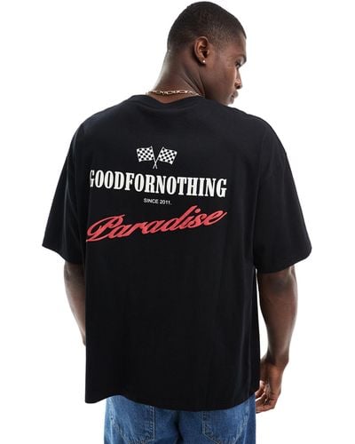 Good For Nothing T-shirt nera oversize con stampa moto - Nero