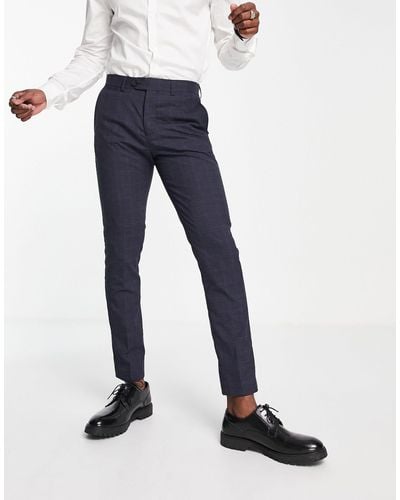 Jack & Jones Premium - pantaloni da abito slim blu a quadri
