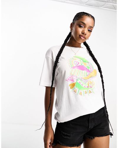Monki T-shirt oversize à motif love - Blanc