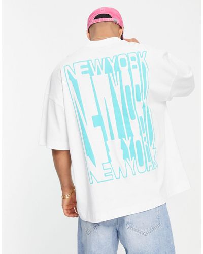 TOPMAN Extreem Oversized T-shirt Met New York-print Op - Wit