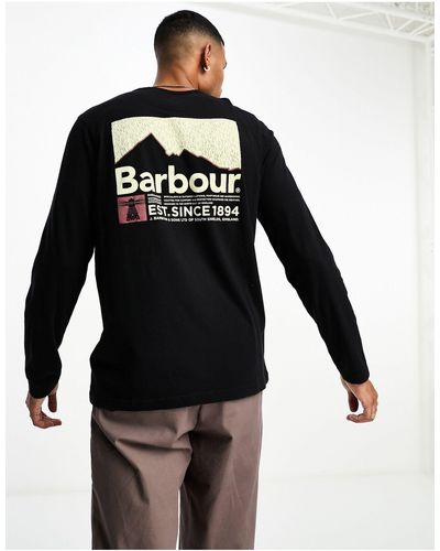 Barbour Fairhill Long Sleeve Graphic Long Sleeve T-shirt With Back Print - Black