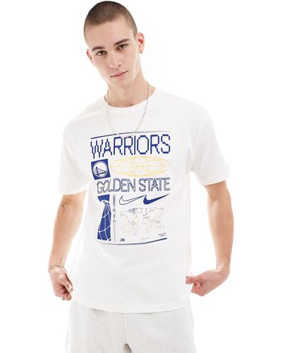 Nike Basketball Nba - t-shirt unisex bianca con logo dei golden state warriors - Bianco