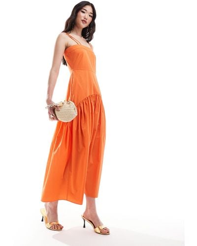 Closet Drop Hem Cotton Midaxi Dress - Orange