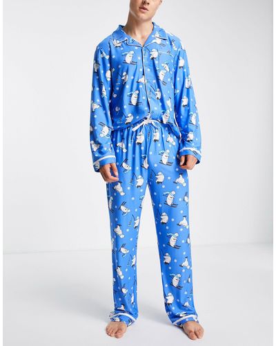 Loungeable Pyjama à motif ours polaire - Bleu
