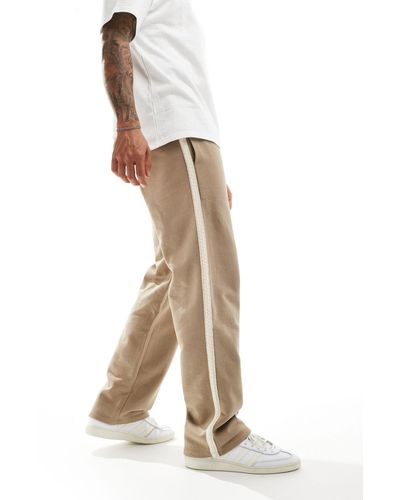 ASOS Straight Leg joggers With Side Taping - Natural