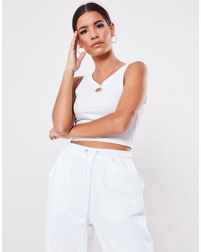 Missguided Basics Ribbed Sleeveless Crop Top - White