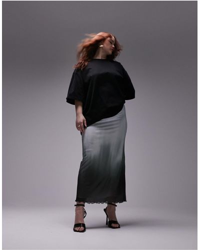 TOPSHOP Falda midi monocromática con diseño degradado - Negro