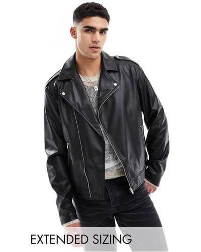 ASOS Faux Leather Biker Jacket - Black