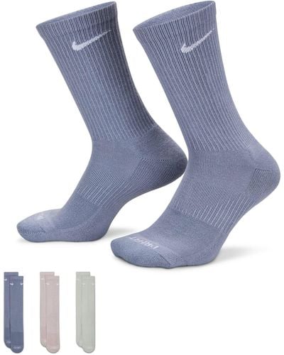 Nike Everyday Cushioned Plus 3 Pack Crew Socks - Blue