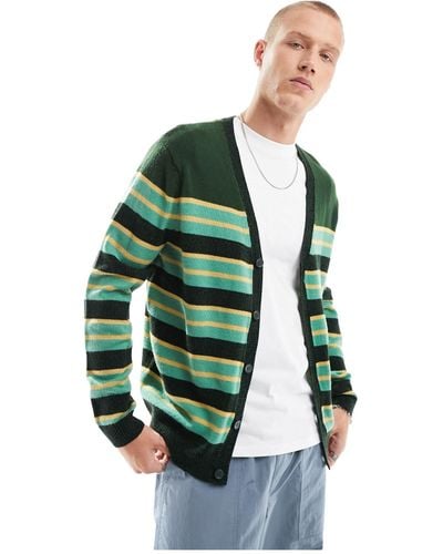 ASOS Oversized Knitted Stripe Cardigan - Green