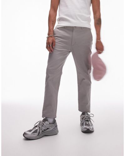 TOPMAN Slim Chino Trousers - Grey
