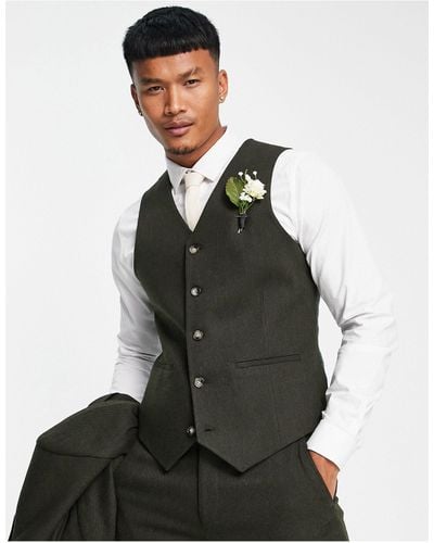 ASOS Wedding Skinny Wool Mix Suit Waistcoat - Gray