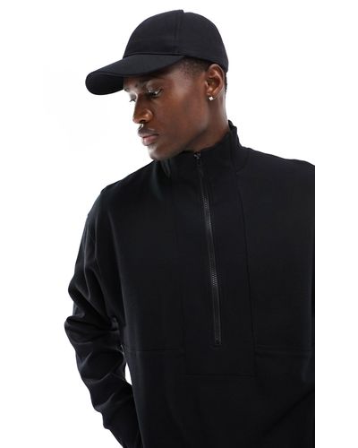 ASOS Oversized Half Zip Funnel Neck Sweatshirt - Black
