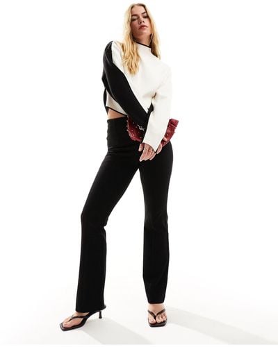 & Other Stories Mono Colour Block Viscose Knitted Asymmetric Top With Tie Cuffs - Black