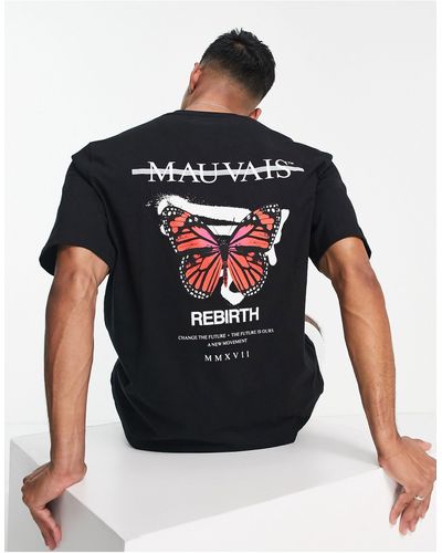 Mauvais Relaxed Fit Butterfly Back Print T-shirt - Black