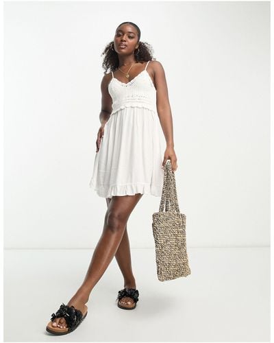 New Look Crochet Mini Beach Dress - White