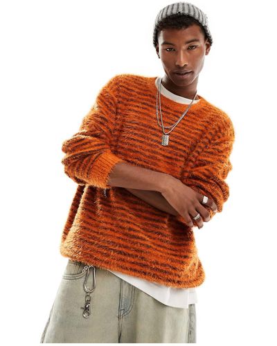 ASOS Oversized Knitted Feather Jumper - Orange